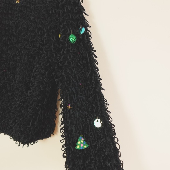 Berek Sweater Black Chenille Christmas Baubles Cardigan - Picture 11 of 12
